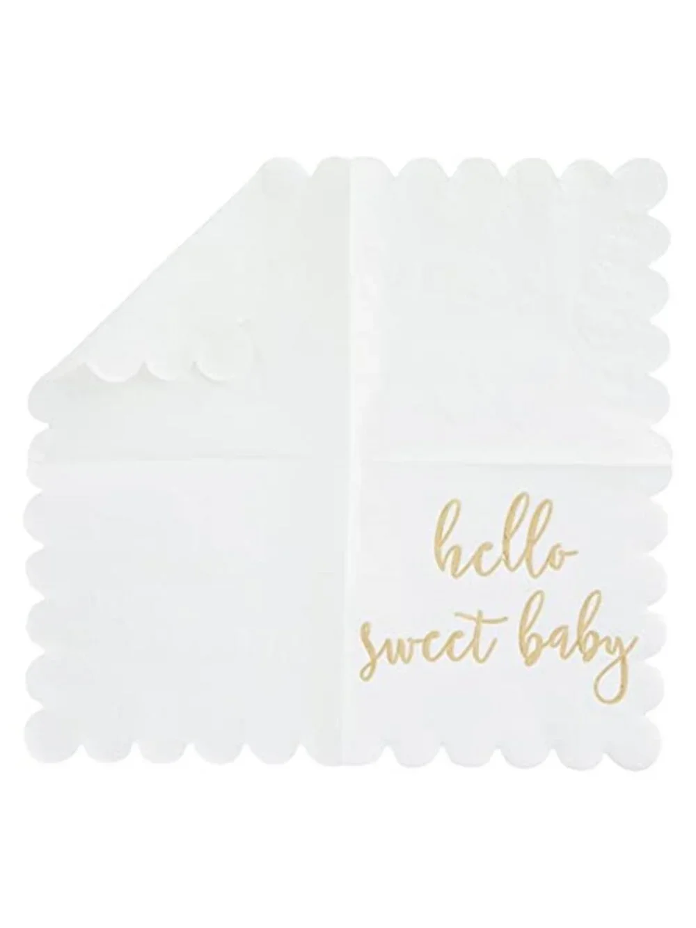 Baby Shower Napkins 50 Pk White Gold Foil Hello Sweet Baby Party Decor 5x5 Paper